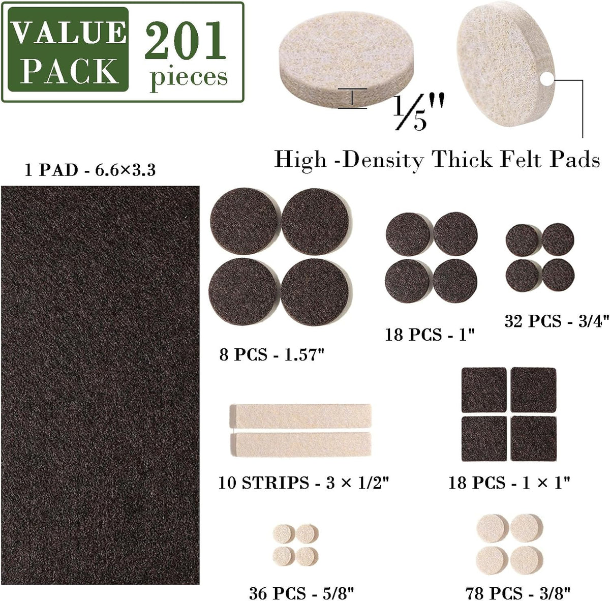 Fursafe&Q Felt Furniture Pads, Furniture Felt Pads for Hardwood Floors -Self Adhesive Chair Leg