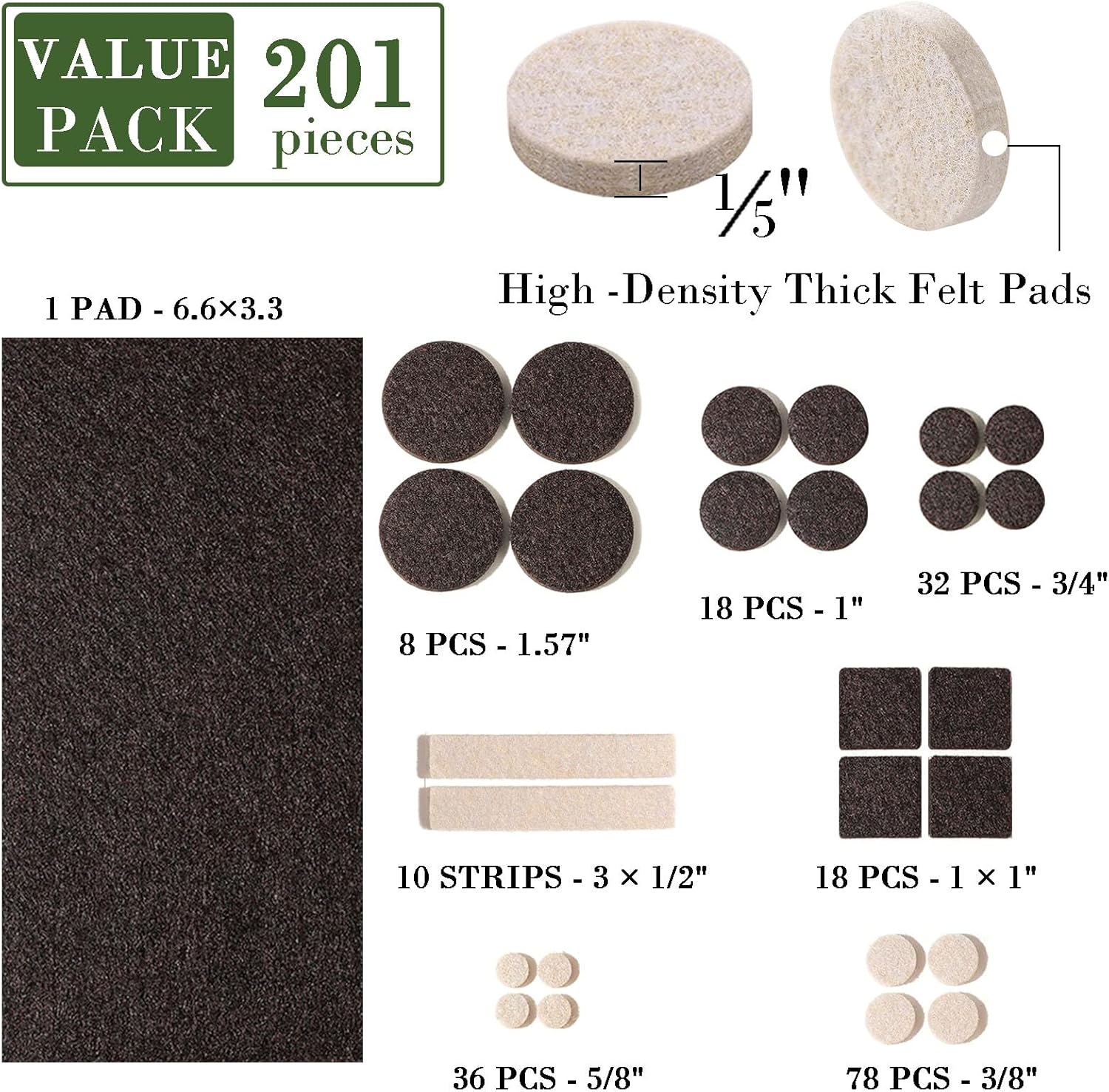 Fursafe&Q Felt Furniture Pads, Furniture Felt Pads for Hardwood Floors -Self Adhesive Chair Leg