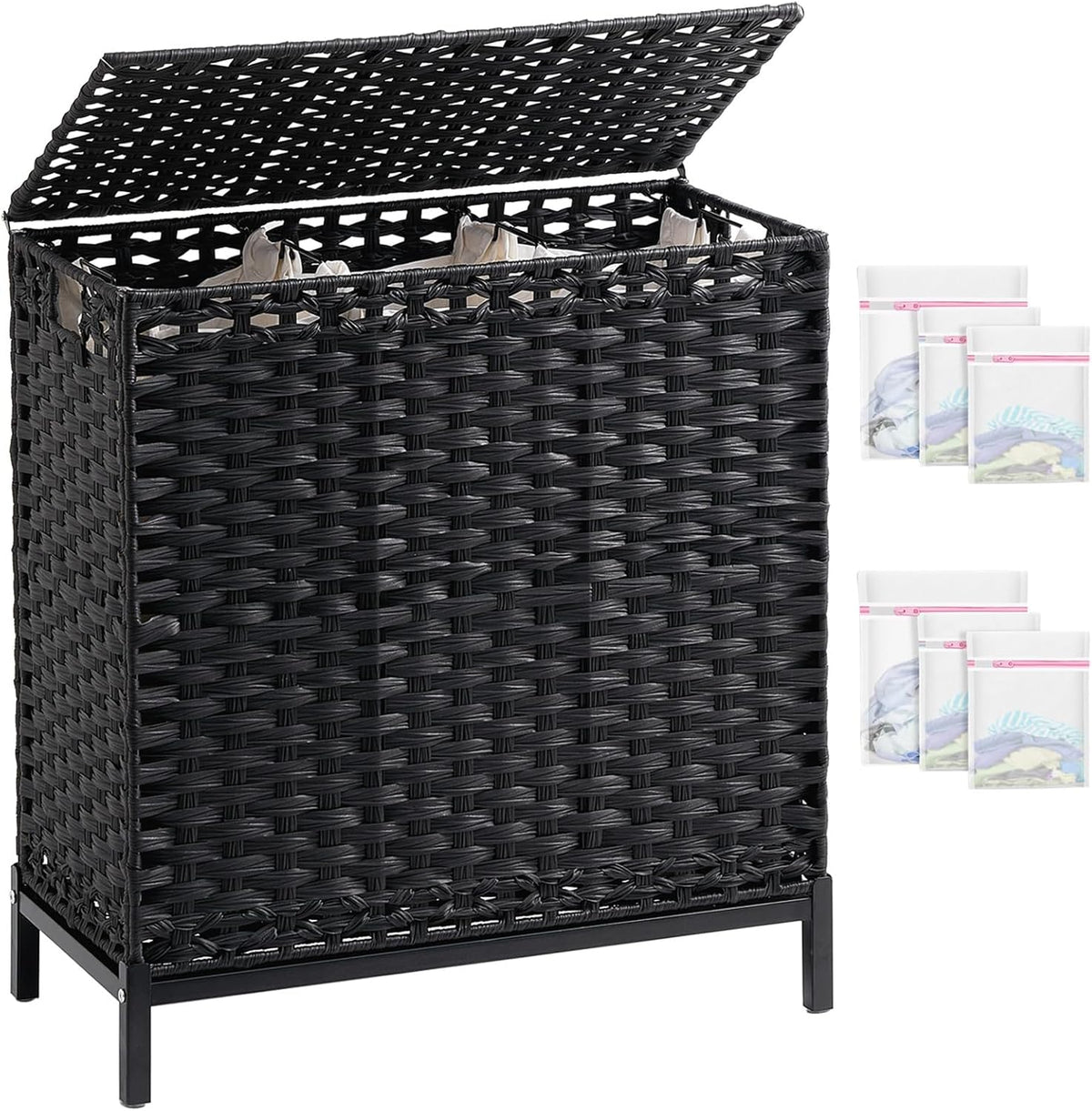 Laundry Hamper with Lid 132 L, (35 Gallons) Clothes Hamper with Lid, Handwoven Rattan Laundry