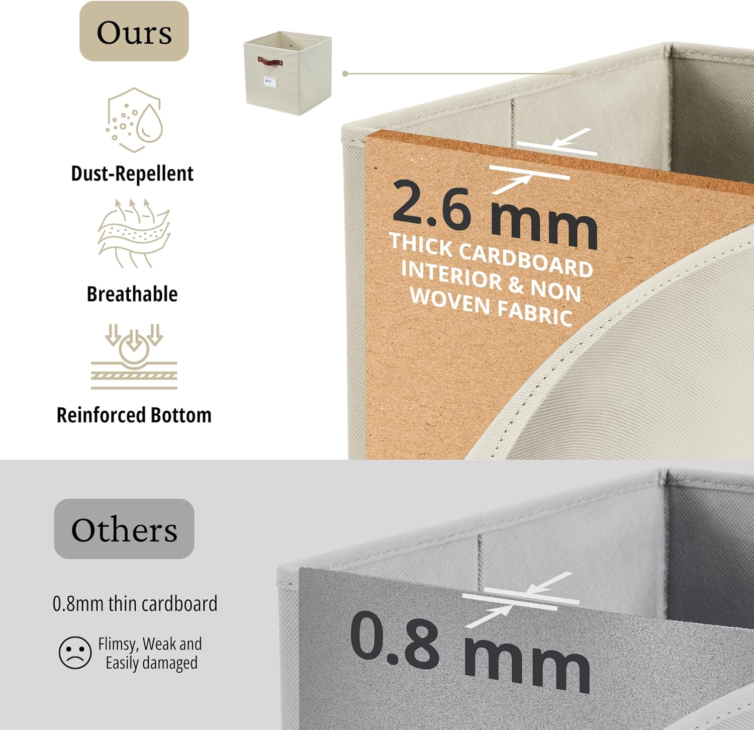 DECOMOMO Storage Bins, Cube Storage Bin with Labels, Fabric Storage Cubes for Shelves (10.5" x 11"