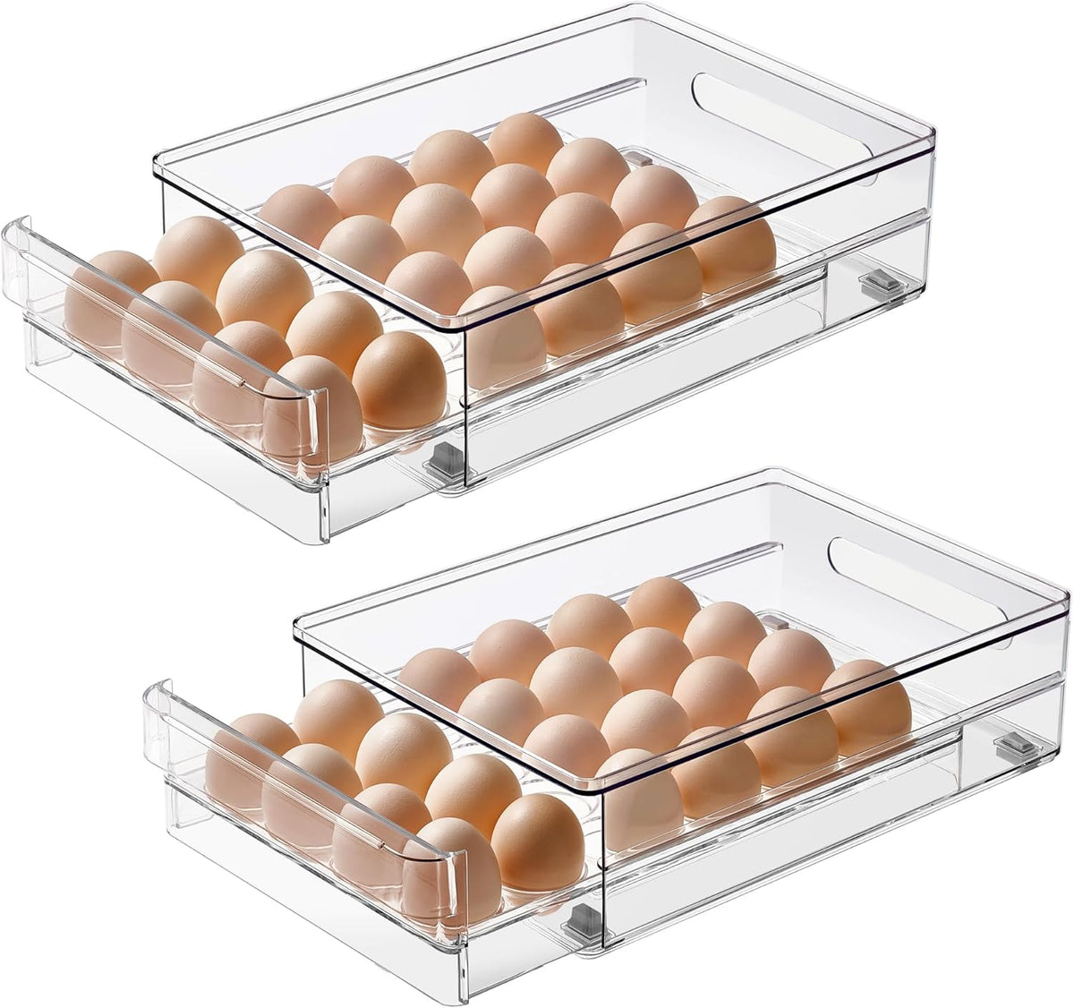 vacane 24 Capacity Egg Holder for Refrigerator Organizer Bins, Clear Egg Storage Container for