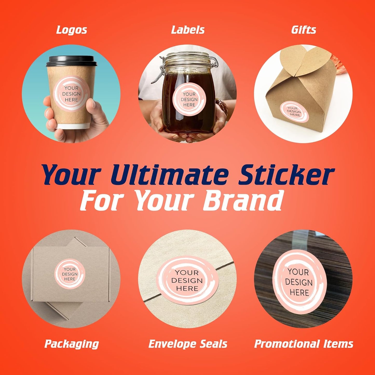 100 Custom Vinyl Stickers - Upload Your own Image, Text, Design, Logo - Personalized Logo Labels