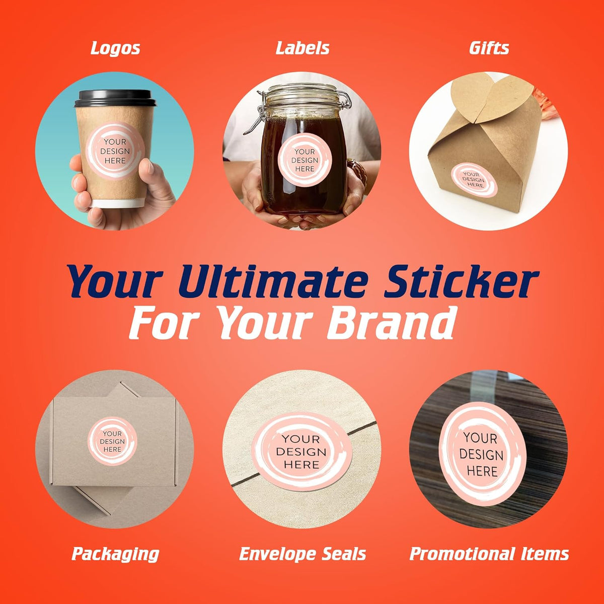 100 Custom Vinyl Stickers - Upload Your own Image, Text, Design, Logo - Personalized Logo Labels