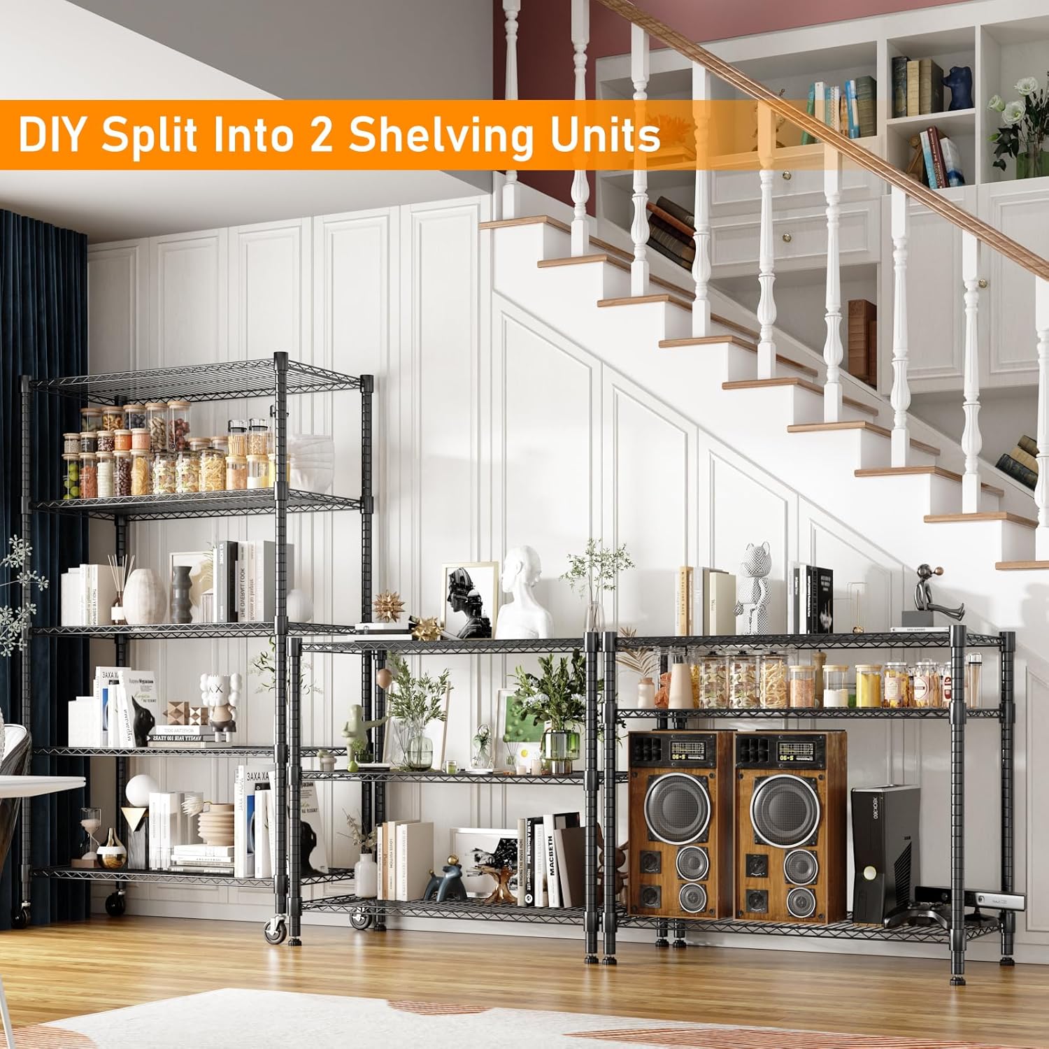 Himimi 5-Tier Heavy Duty Steel Wire Rack Storage Shelving, Adjustable Metal Storage Shelves with