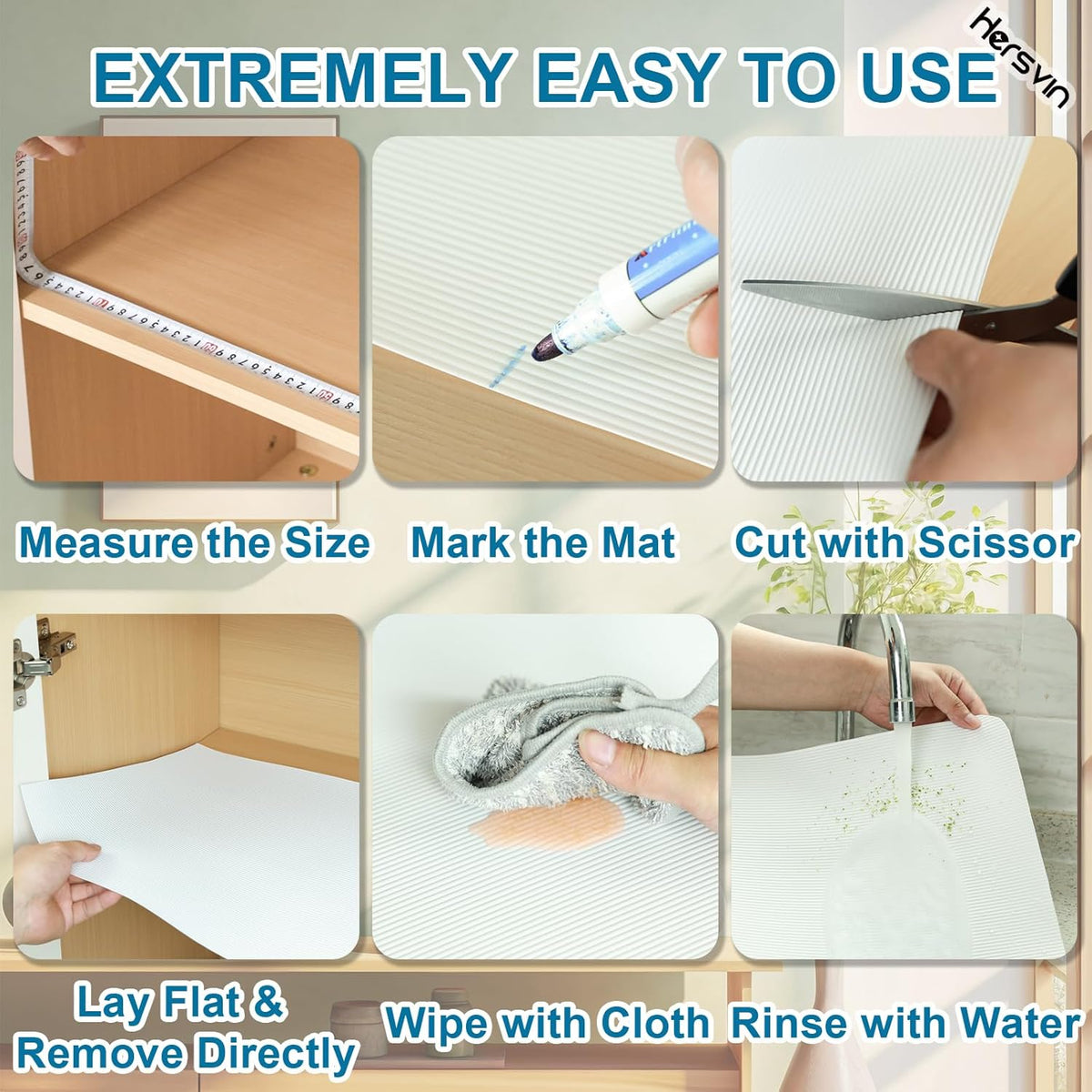 Shelf Liners 24 in x 20 ft EVA Drawer Mats, Non-Adhesive Cupboard Protector, Kitchen Cabinet Lining