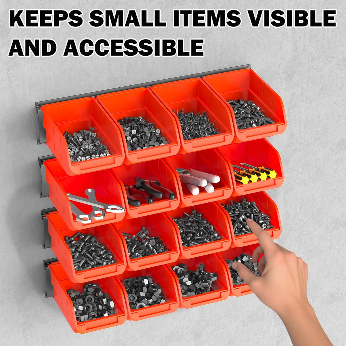 Ultrawall Wall Mounted Storage Bins, Plastic Hanging Storage Organizer Bins, Garage Tool Storage