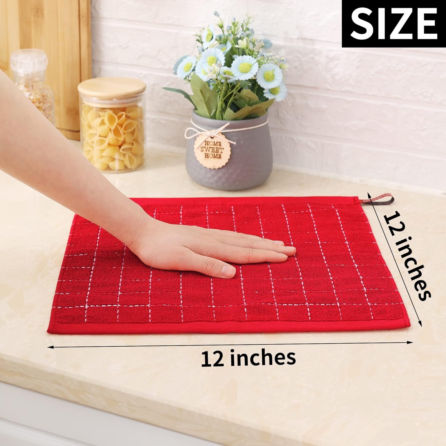Homaxy 100% Cotton Terry Kitchen Dish Cloths, Ultra Soft and Absorbent Dish Towels for Kitchen