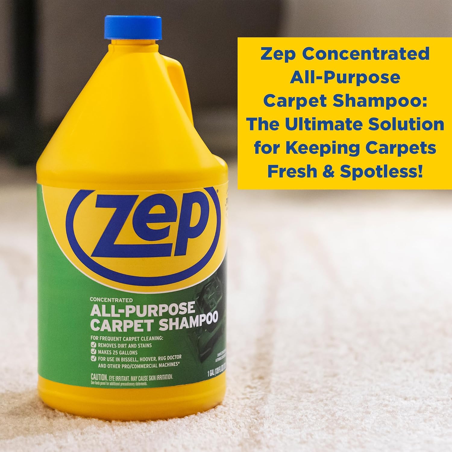 Zep All-Purpose Carpet Shampoo Concentrate Cleaner - 1 Gallon (Case of 2) ZUCEC128 - Professional