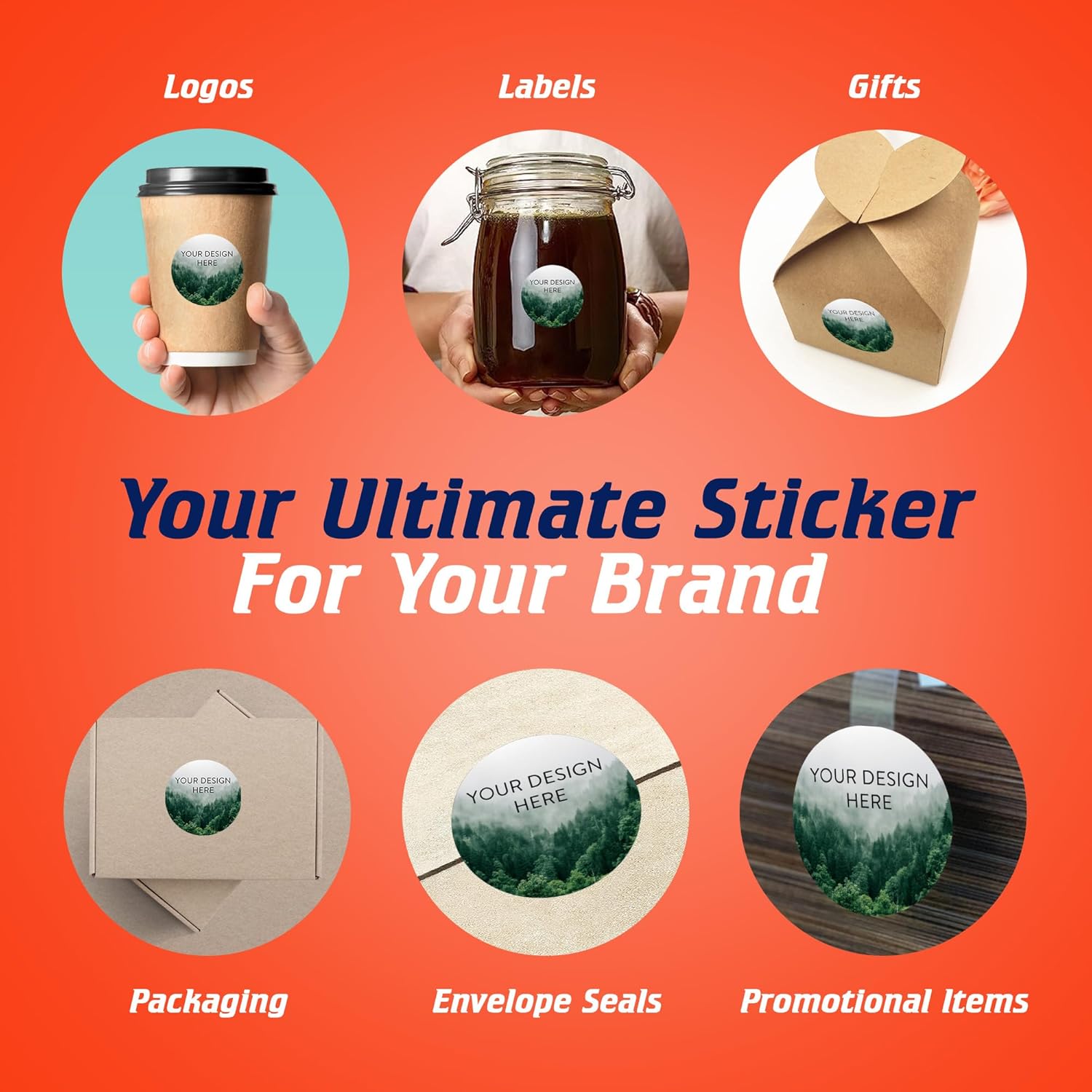 100 Custom Vinyl Stickers - Upload Your own Image, Text, Design, Logo - Personalized Logo Labels