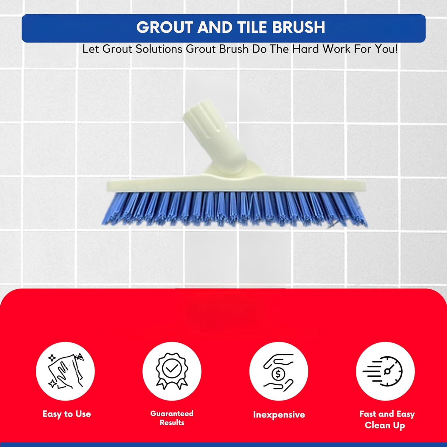 Professional Grout Brush Heavy-Duty Swivel Head with Stiff V-Shaped Bristles for Deep Cleaning