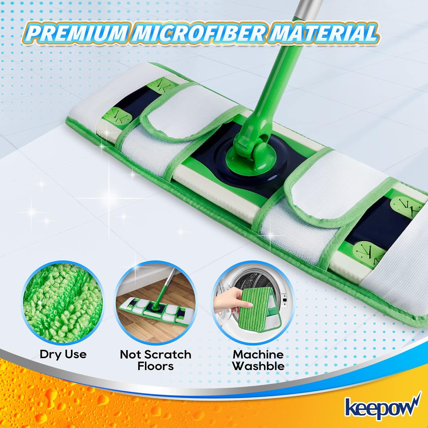 KEEPOW XL Dry Sweeping Cloths for Swiffer XL, Dry Refills for Swiffer XL Mop, Reusable Microfiber