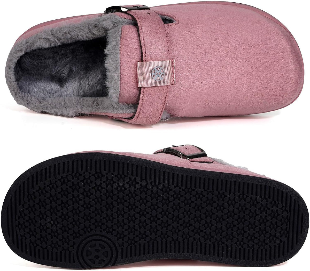 Fur Lined Clogs for Women Men Suede Winter Slippers Arch Support Slip on Mules Potato Shoes with