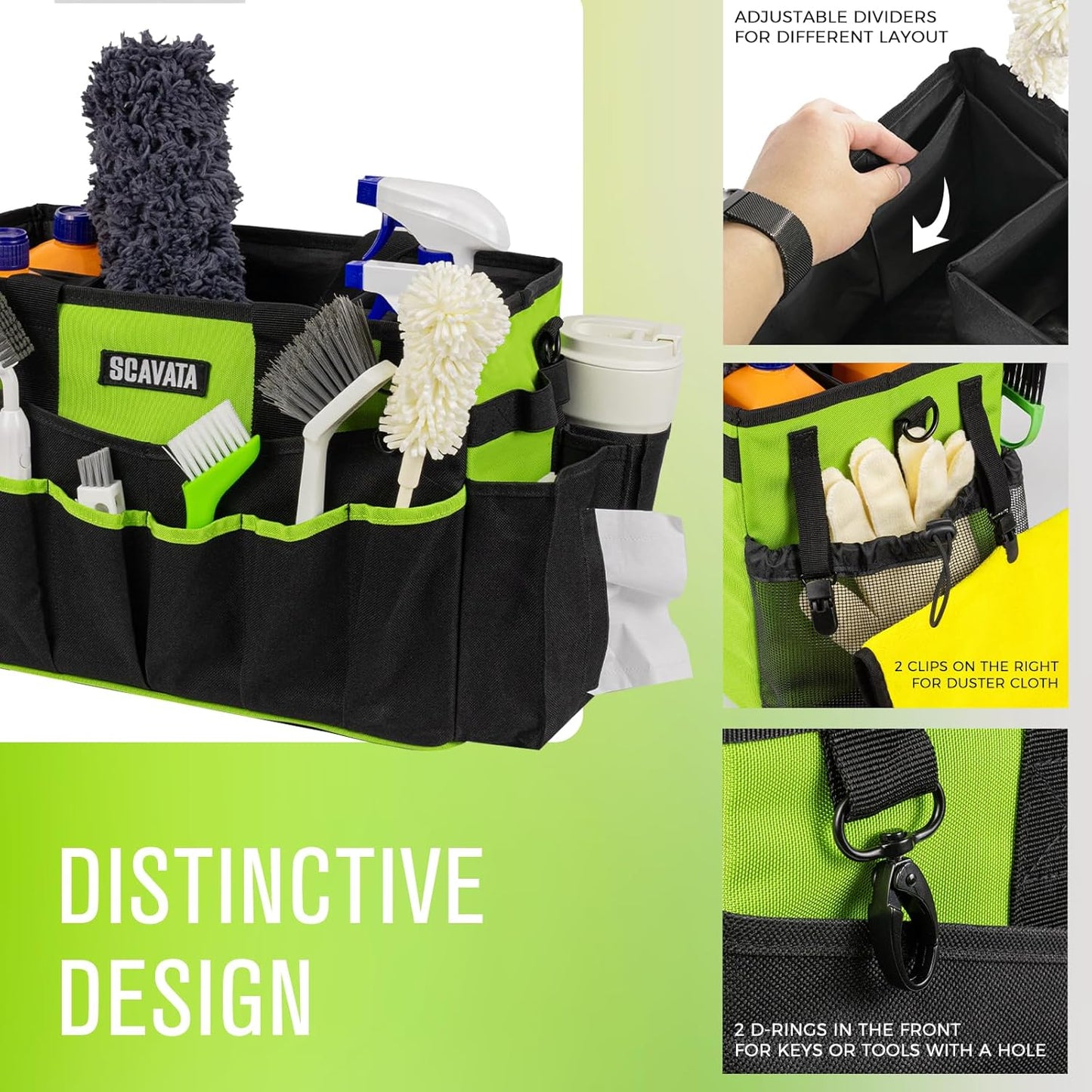 Wearable Cleaning Caddy Bag, Cleaning Caddy Supplies Organizer with Handle & Shoulder Straps for