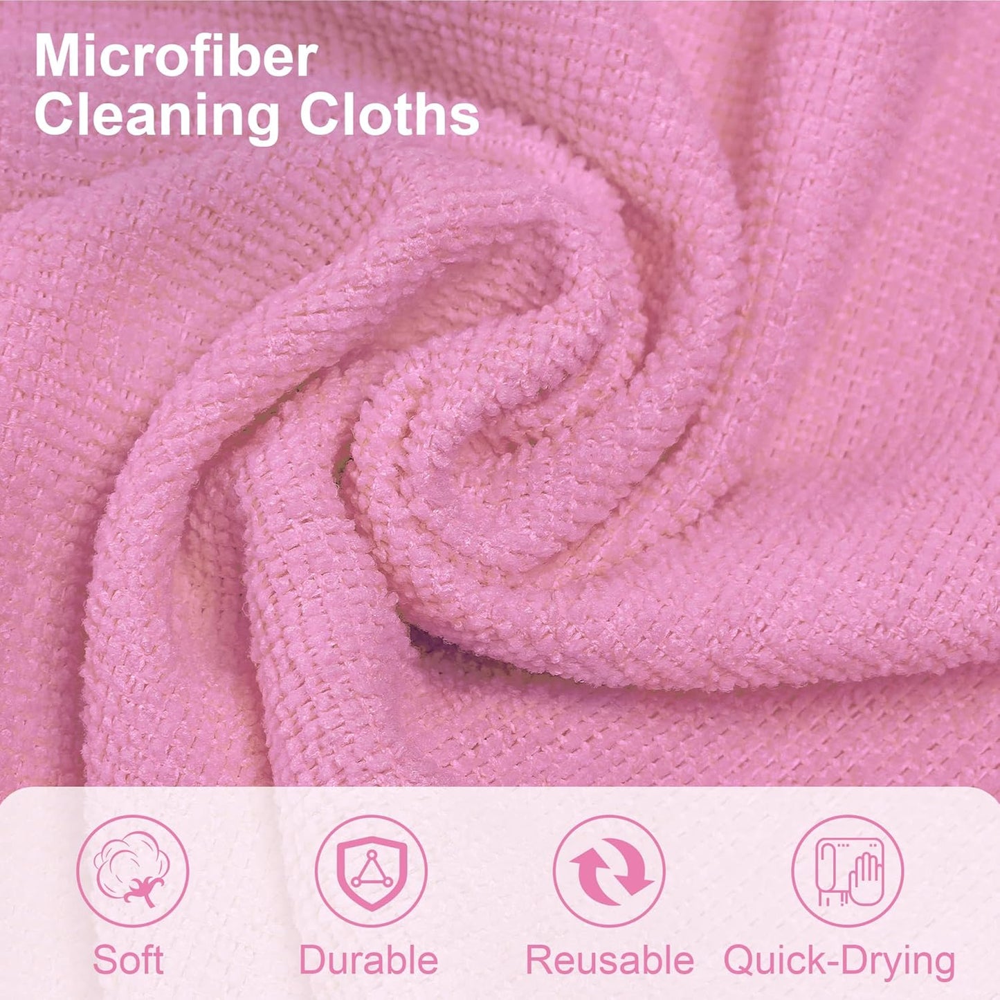 LIVOS Microfiber Cleaning Cloth Roll - 80 Pack, Reusable Paper Towels Pink Tear Away, Microfiber
