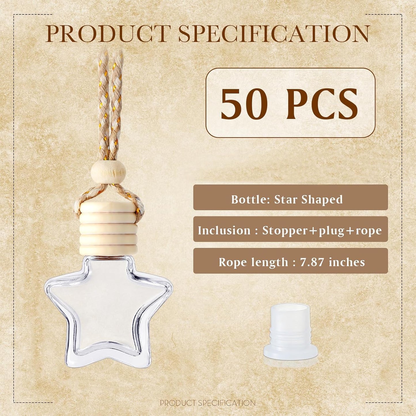 BBTO 50 Pcs Hanging Car Air Freshener Car Diffuser Bottles Empty Glass Perfume Bottle Freshener