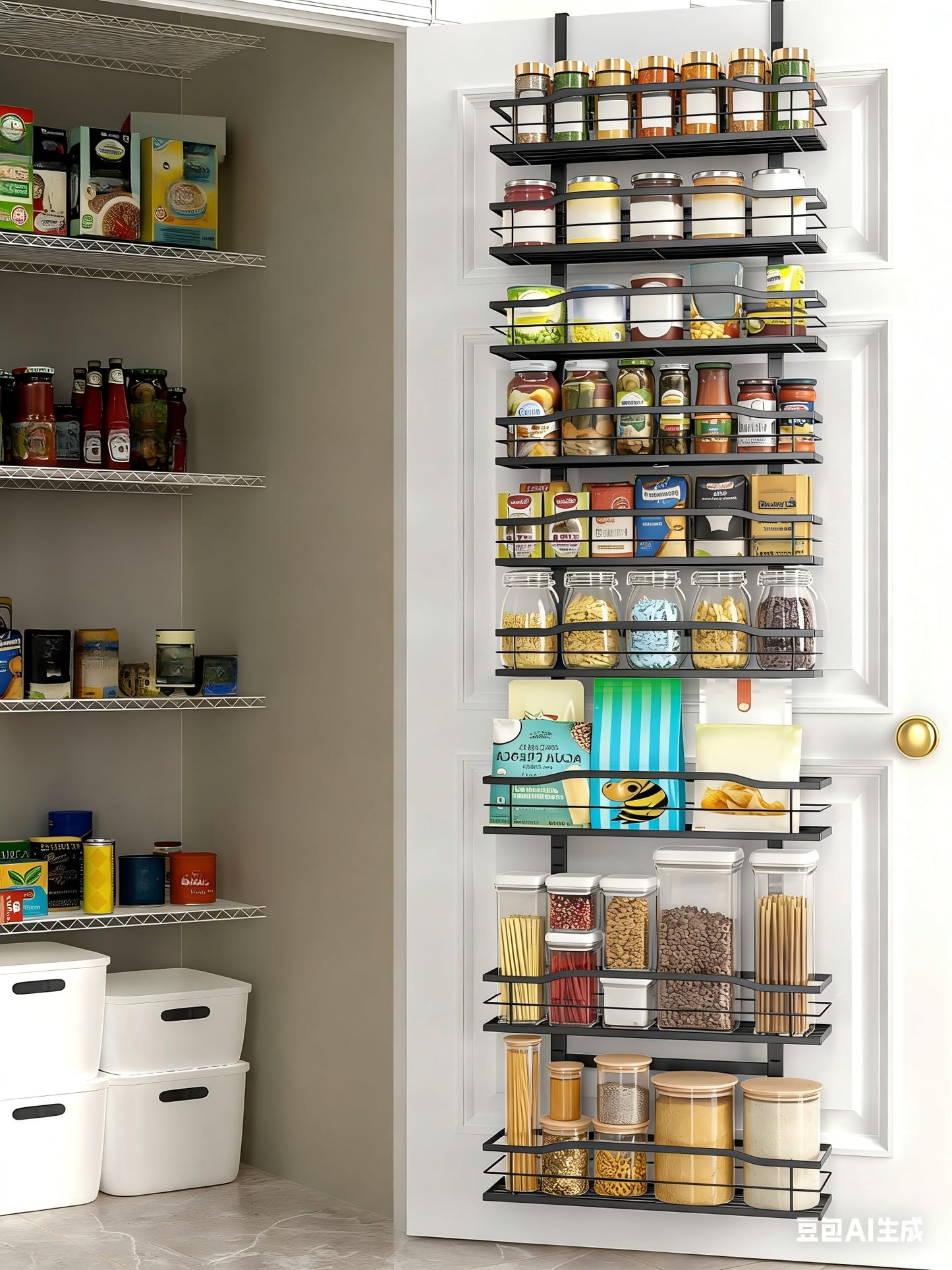 Moforoco White 9-Tier Over The Door Pantry Organizer, Pantry Organization And Storage, Metal