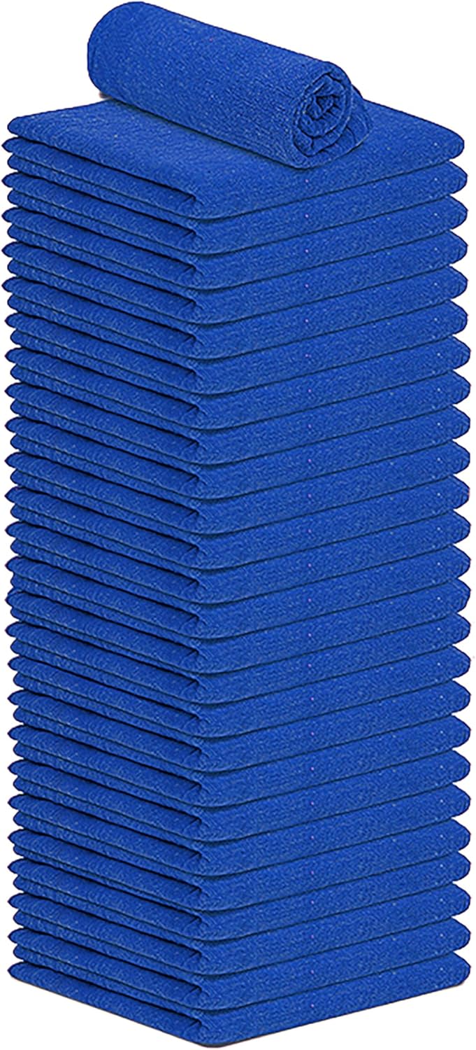 Cotton Shop Towels - Pack of 25 Cleaning Rags 12'' x 14'' - Super Soft and Absorbent Shop Rags for