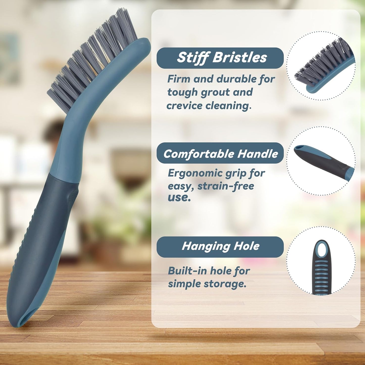 PHYEX 2 Packs Small Brushes for Cleaning, Stiff Bristle Grout Scrub Brushes for Kitchen, Bathroom