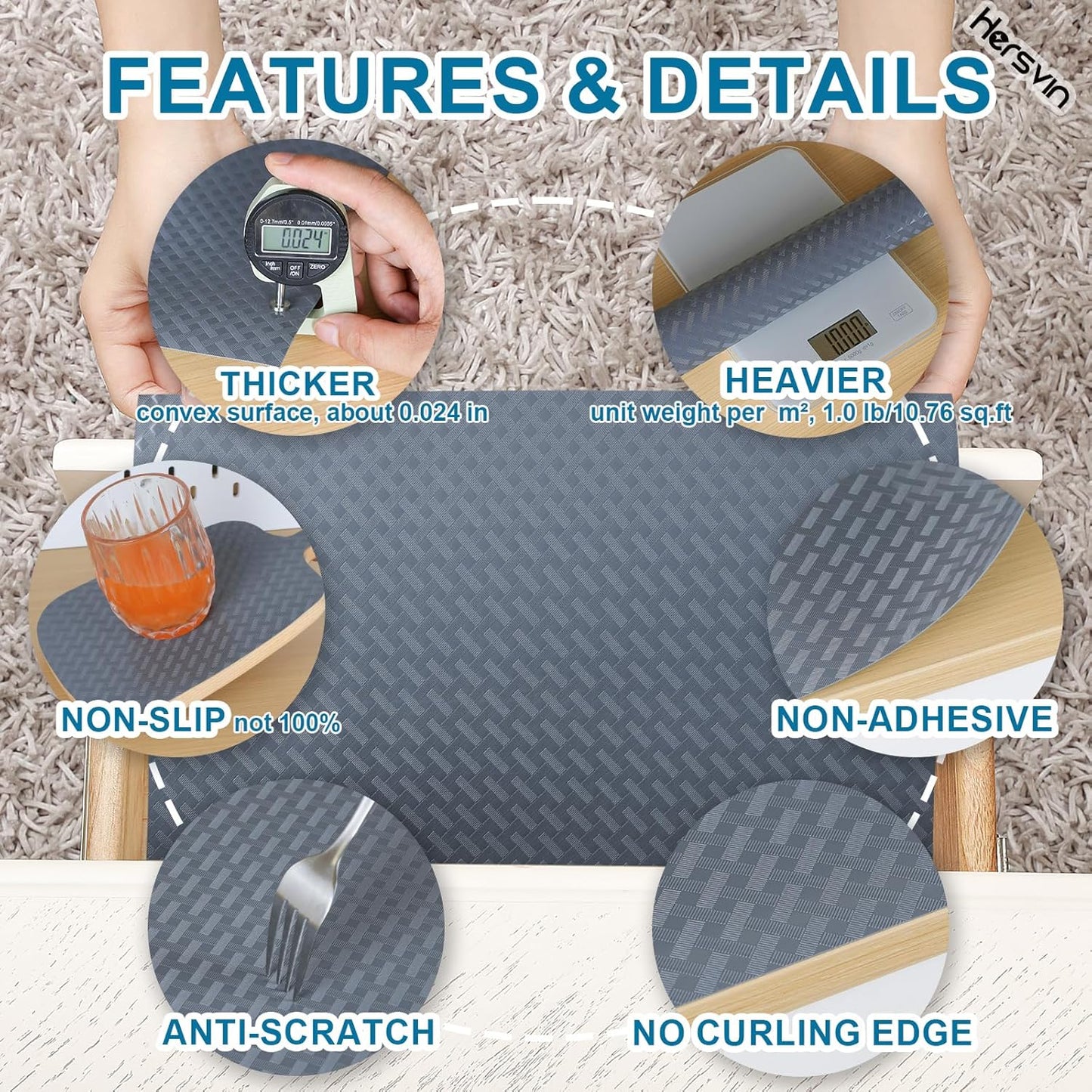 Shelf Liners 24 in x 20 ft EVA Drawer Mats, Non-Adhesive Cupboard Pad, Kitchen Cabinet Lining