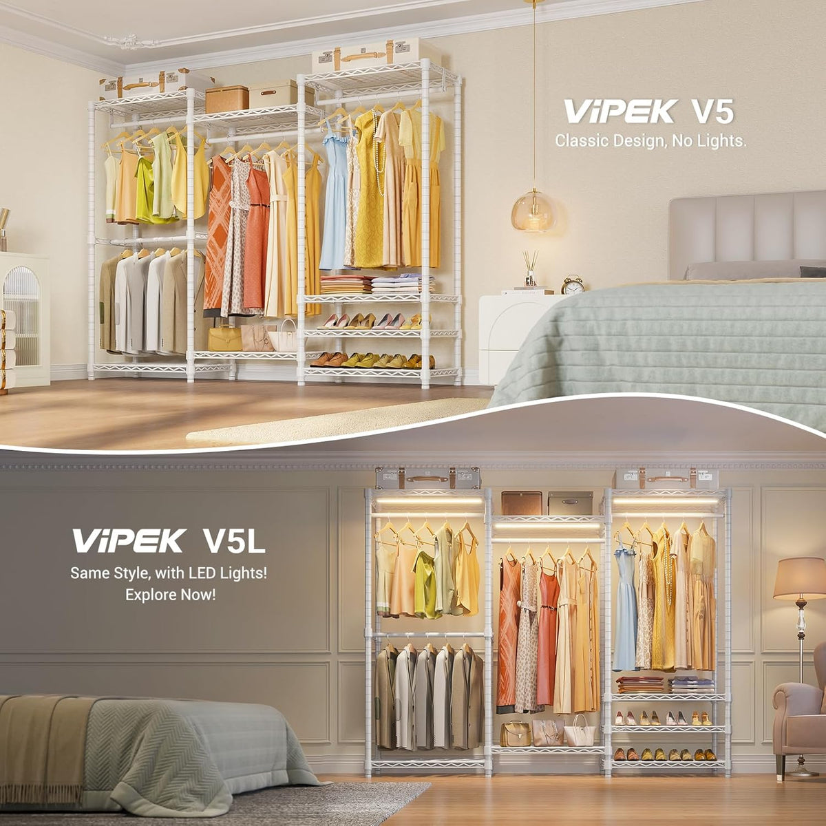 VIPEK V5 Portable Closet Wardrobe Heavy Duty Clothes Rack, Freestanding Clothing Racks with 4 Hang