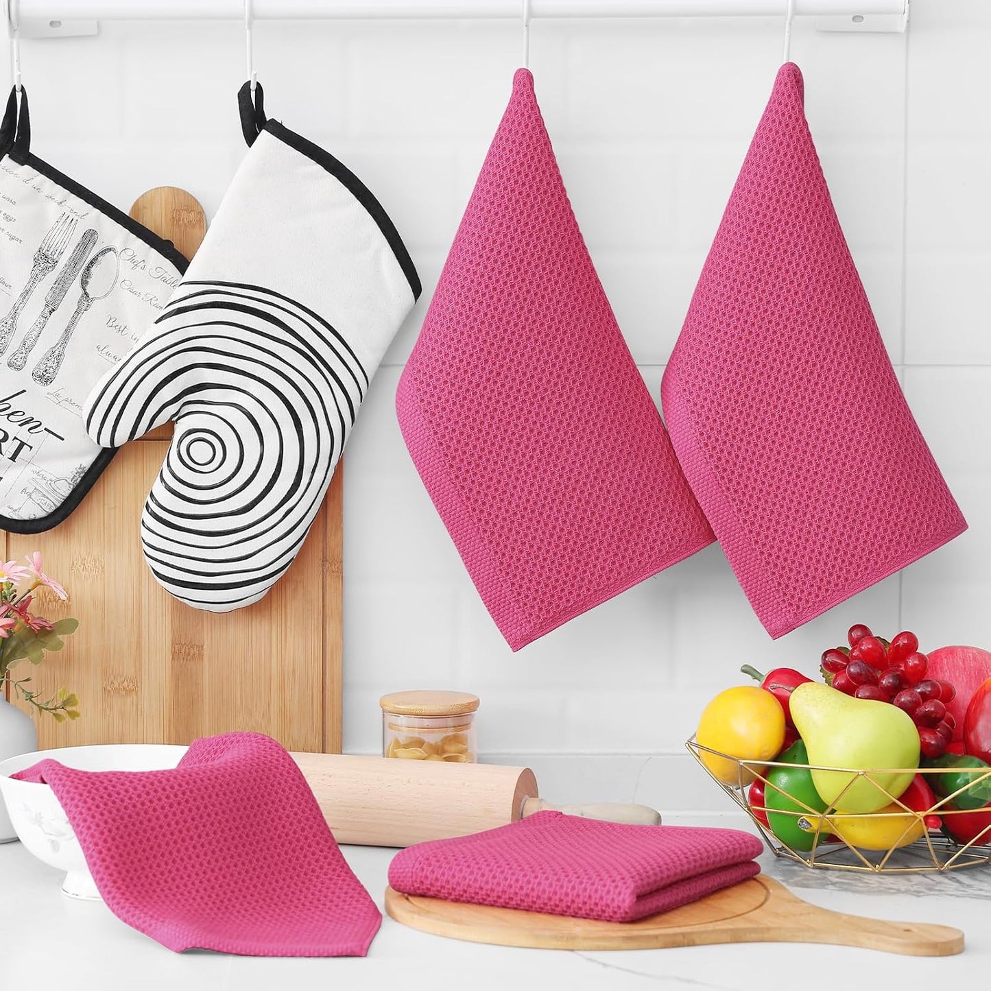 Homaxy 100% Cotton Waffle Weave Kitchen Dish Cloths, Ultra Soft Absorbent Quick Drying Dish Towels