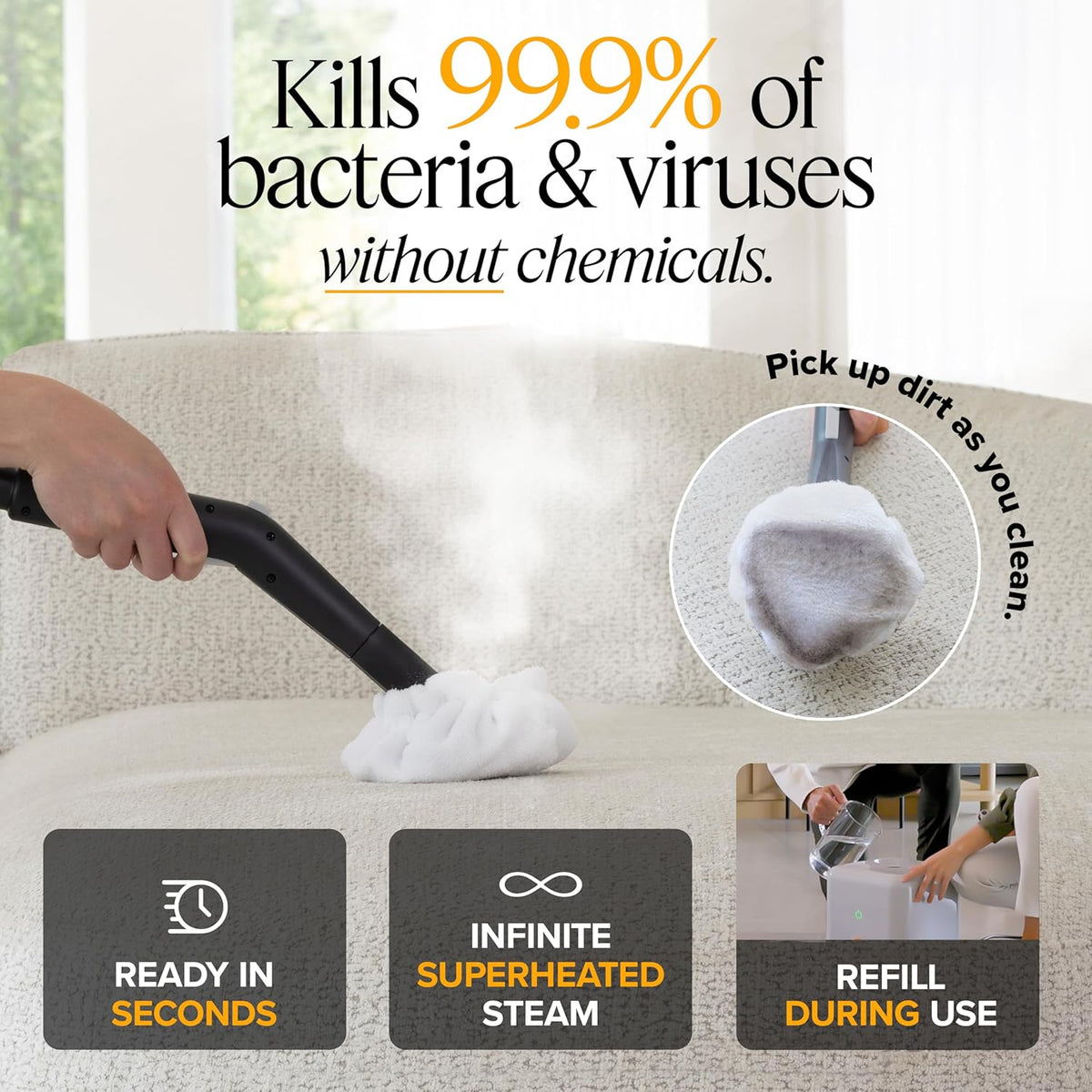 Dupray Neat Plus Steam Cleaner with 40-piece Accessory Kit - Powerful multi-purpose steamer