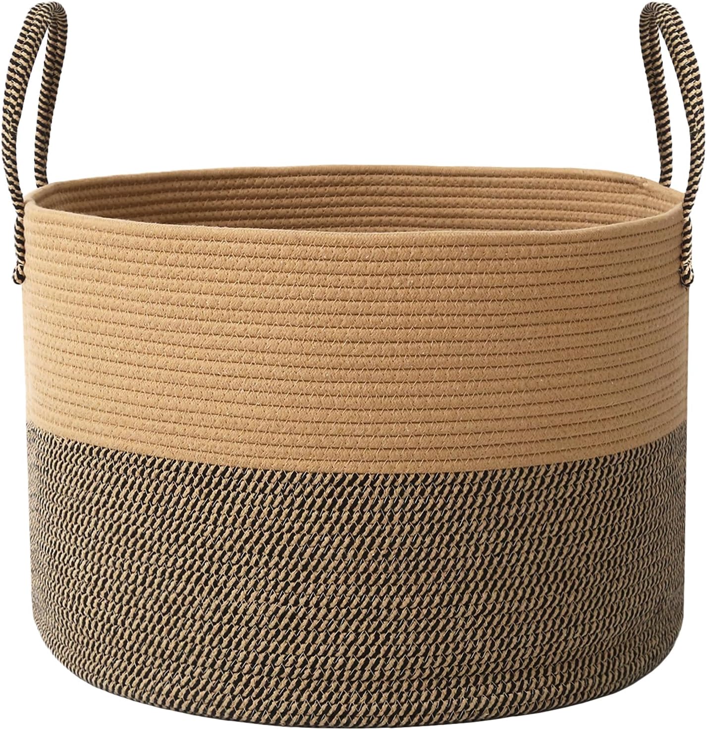 Woven Blanket Basket,115L Large Rope Storage Bin with Handles, Organizer for Blankets Toys Book and