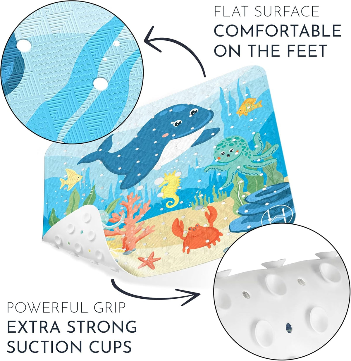 Homerella Anti Slip Shower Mat | Anti Mold Non Slip Bathtub Mat for Inside Shower | Square Floor