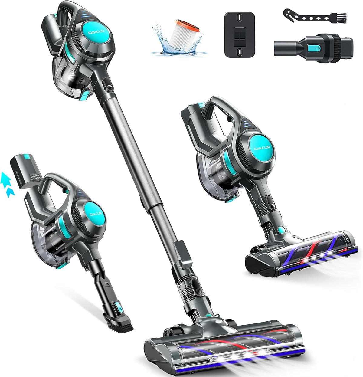 Cordless Vacuum Cleaner, 8-in-1 Powerful Vacuum Cleaners for Home with 1.3L Large Capacity, 2 Modes