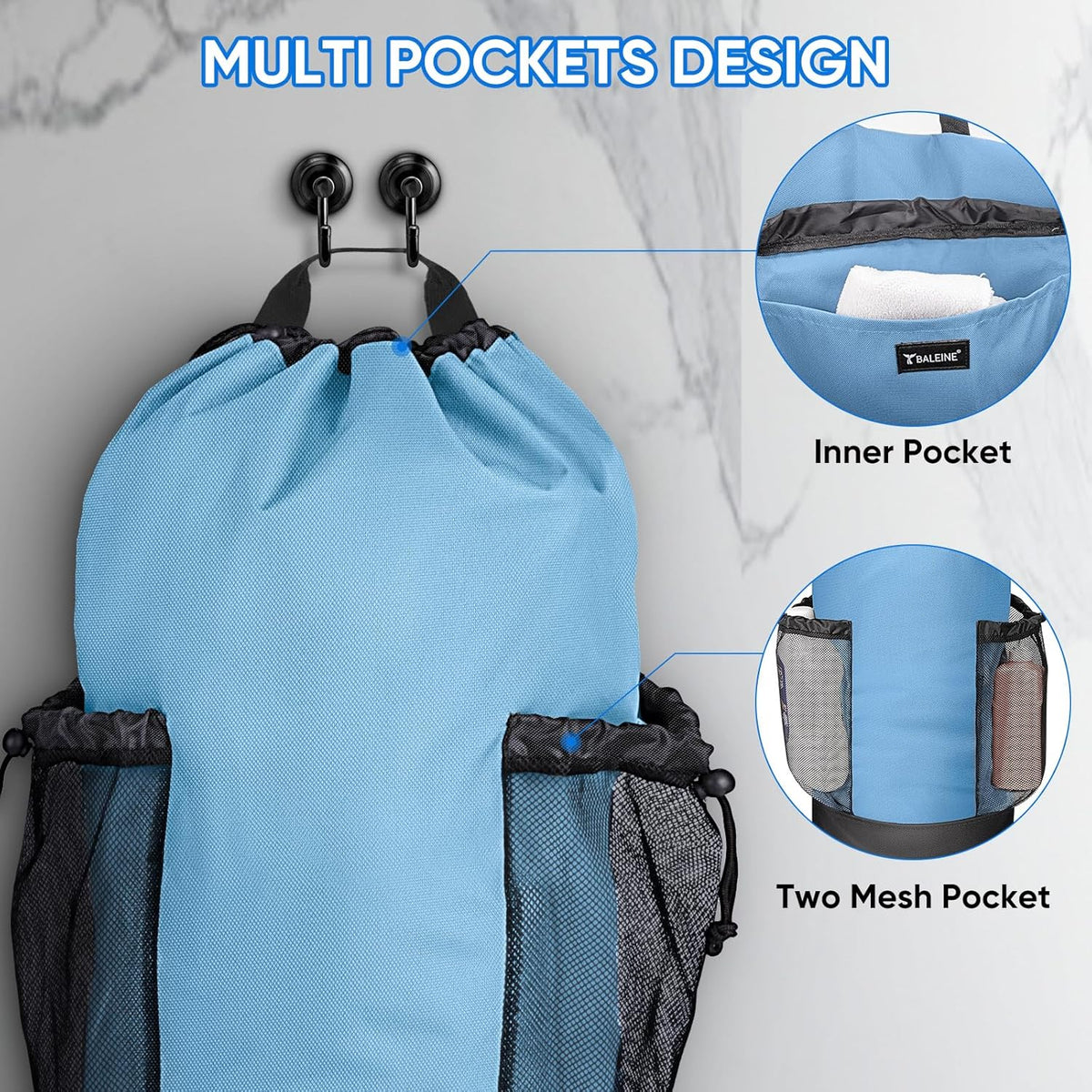 BALEINE 150L Laundry Bag Backpack, 900D Oxford Fabric Large Travel Laundry Bags with Shoulder