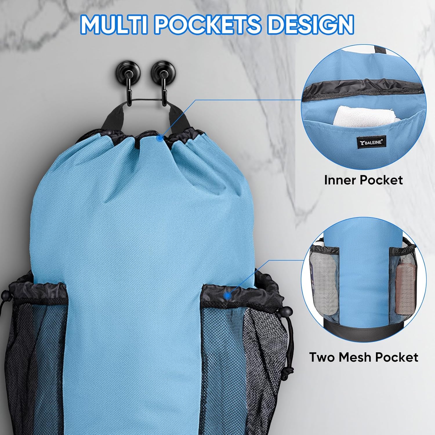 BALEINE 120L Laundry Bag Backpack, 900D Oxford Fabric Large Travel Laundry Bags with Shoulder