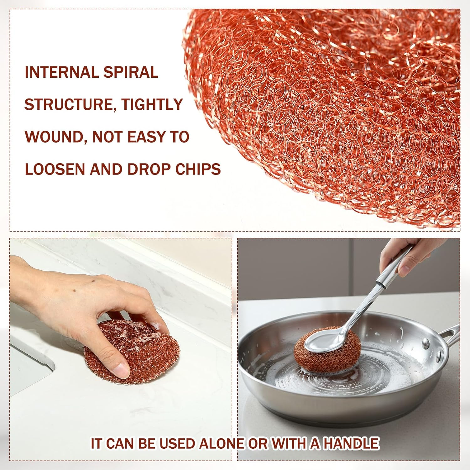 5 Pcs Copper Coated Scourers Copper Scrubbing Pads Scouring Pads 1 PC Steel Wool Scrubber Dish