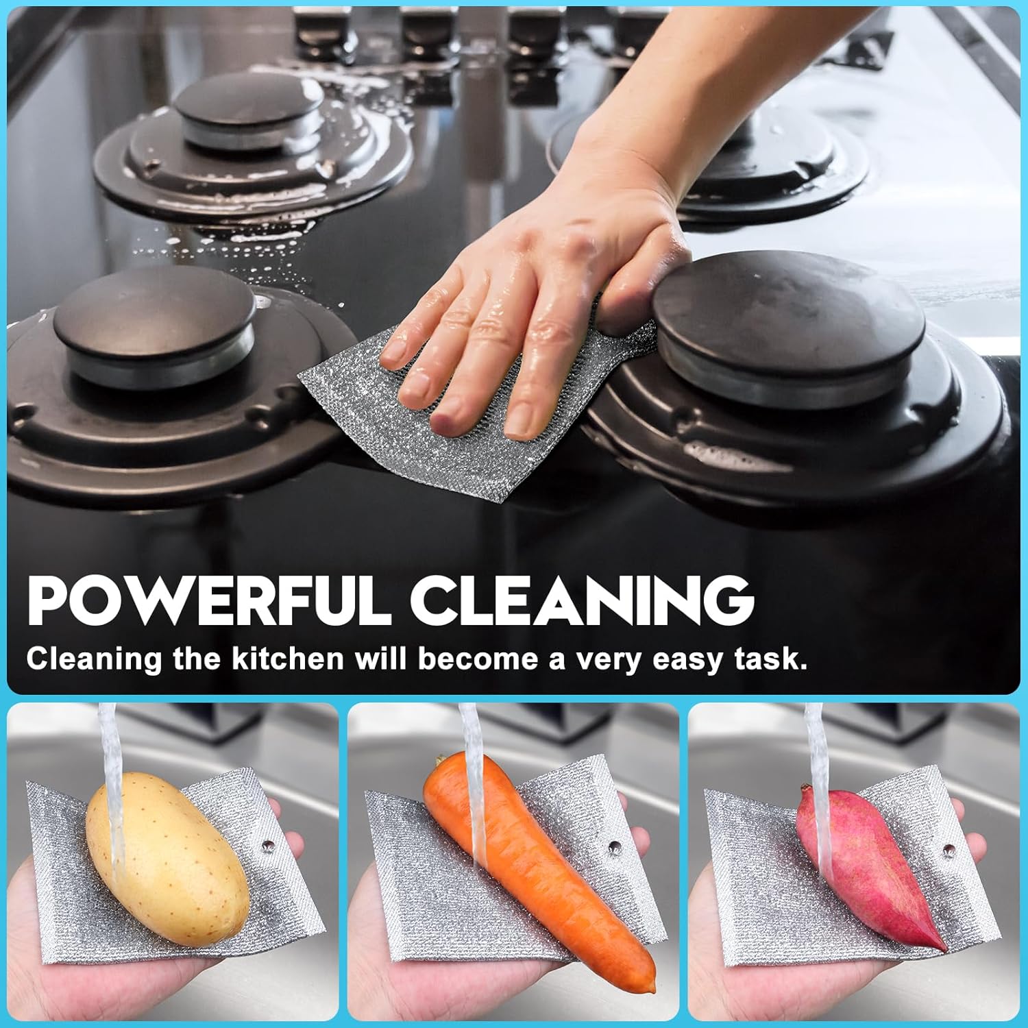 Steel Wool Scrubber, Wire Dishwashing Rags, 10 Pcs Multipurpose Wire Dishcloth, Wet & Dry for