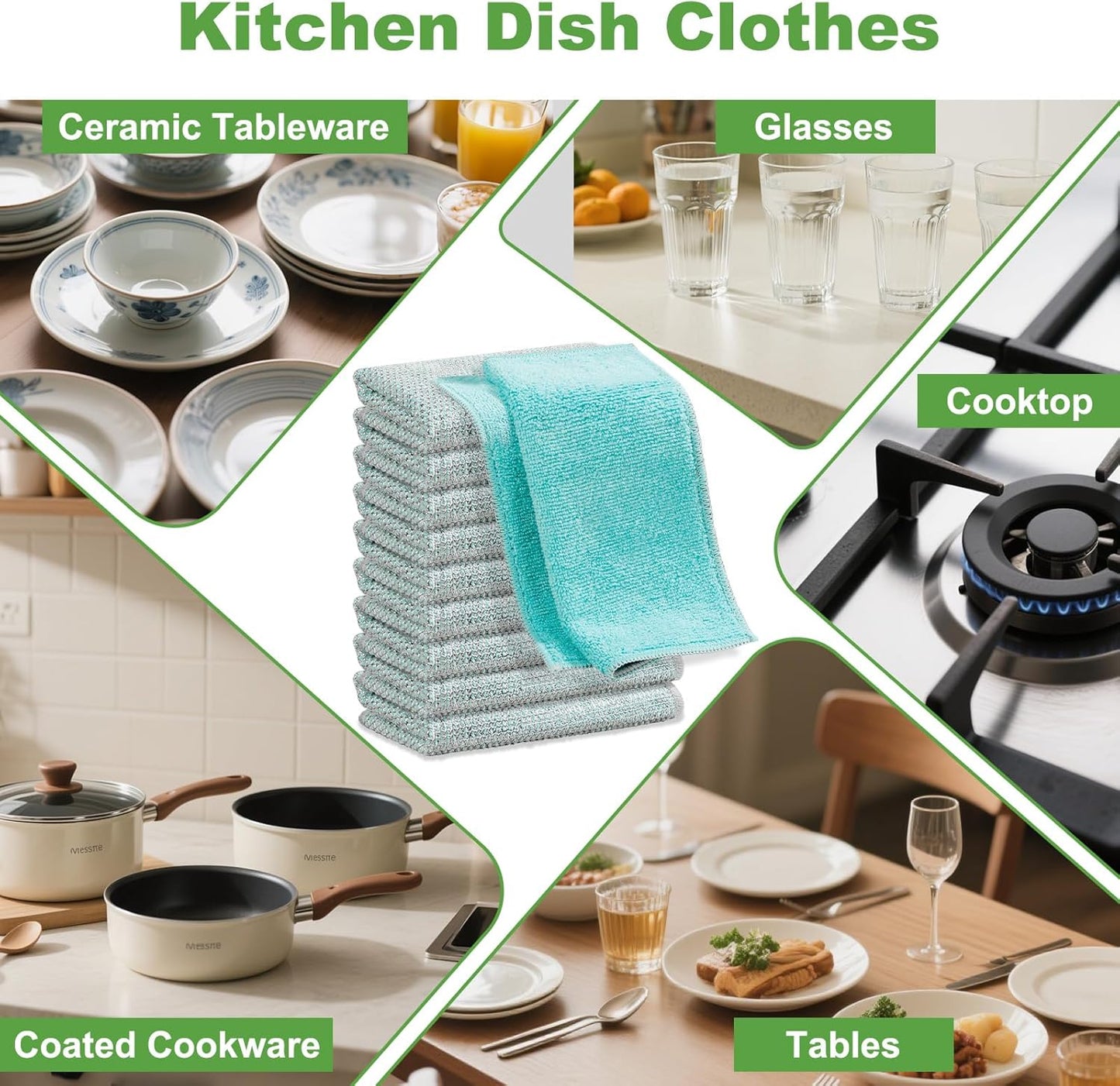 10counts Non Scratch Wire Dishcloth Multipurpose Wire Dishwashing Rag for Washing Dishes,Double