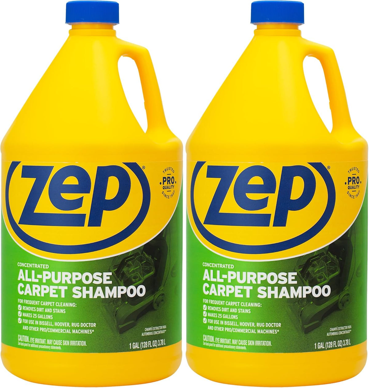 Zep All-Purpose Carpet Shampoo Concentrate Cleaner - 1 Gallon (Case of 2) ZUCEC128 - Professional
