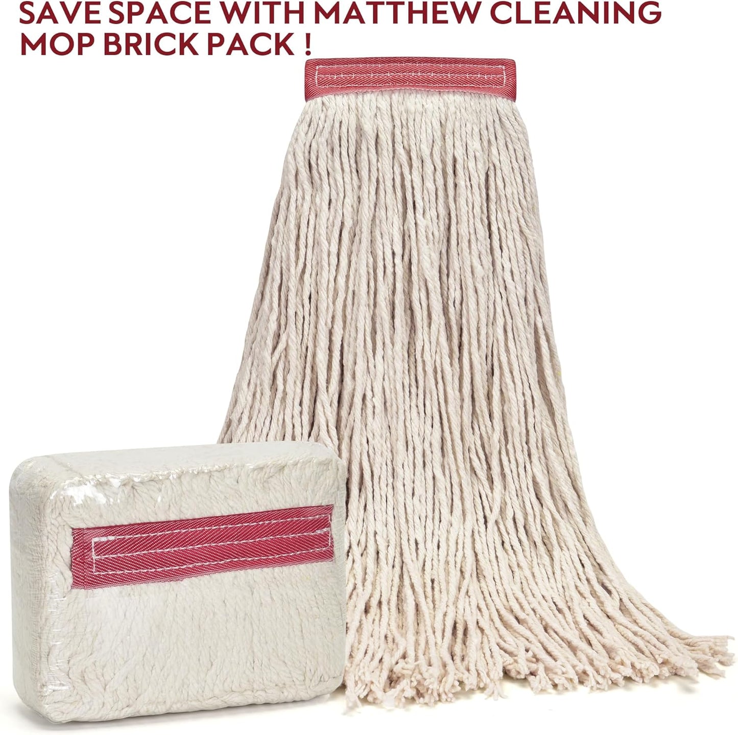 Matthew Cleaning 24oz 12Pack Cotton Mop Head Replacement,Looped-Open String Heavy Duty String Mop