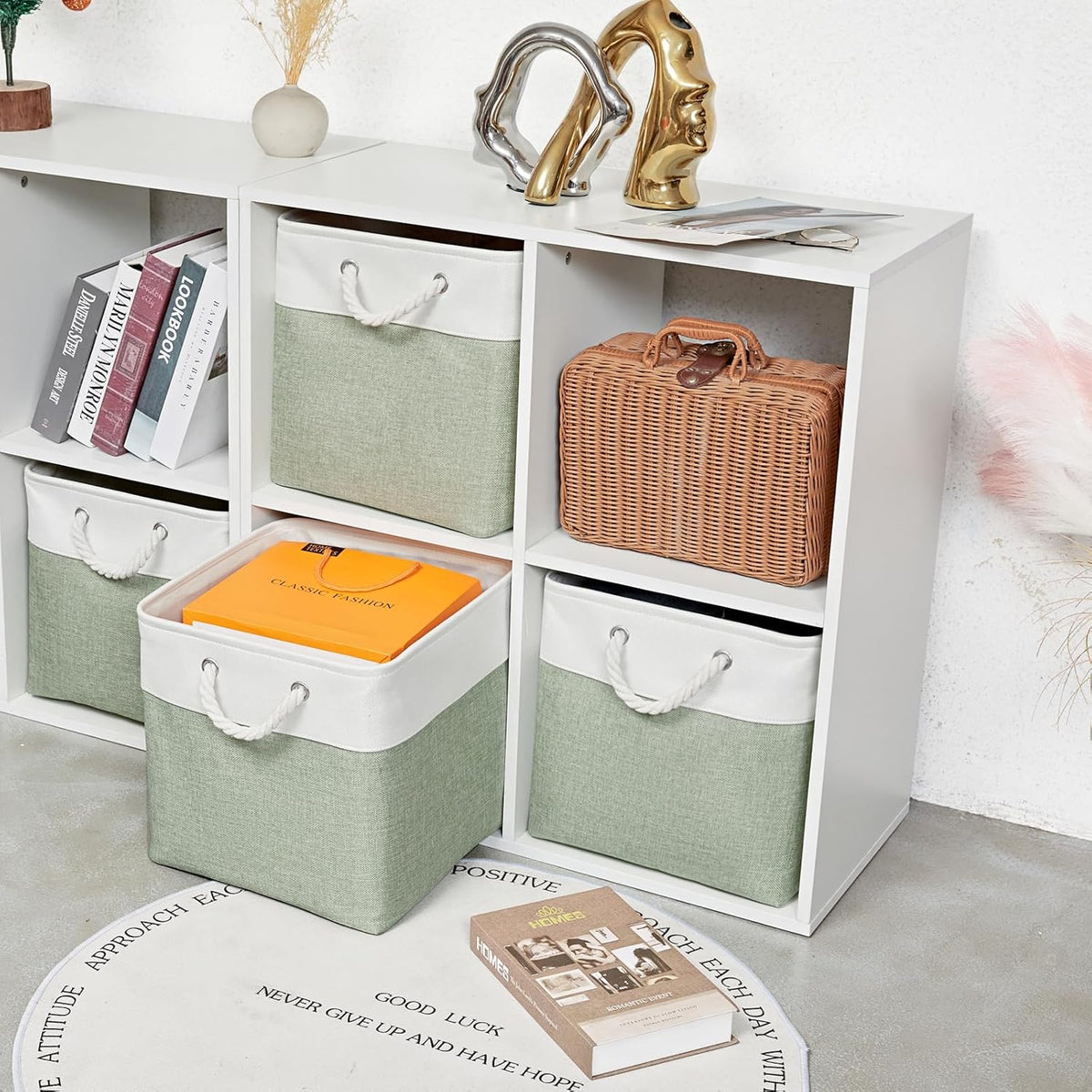 13 x 13 Inch Extra Large Storage Cubes,6 Pack Cube Storage Bins for Shelves，Fabric Collapsible