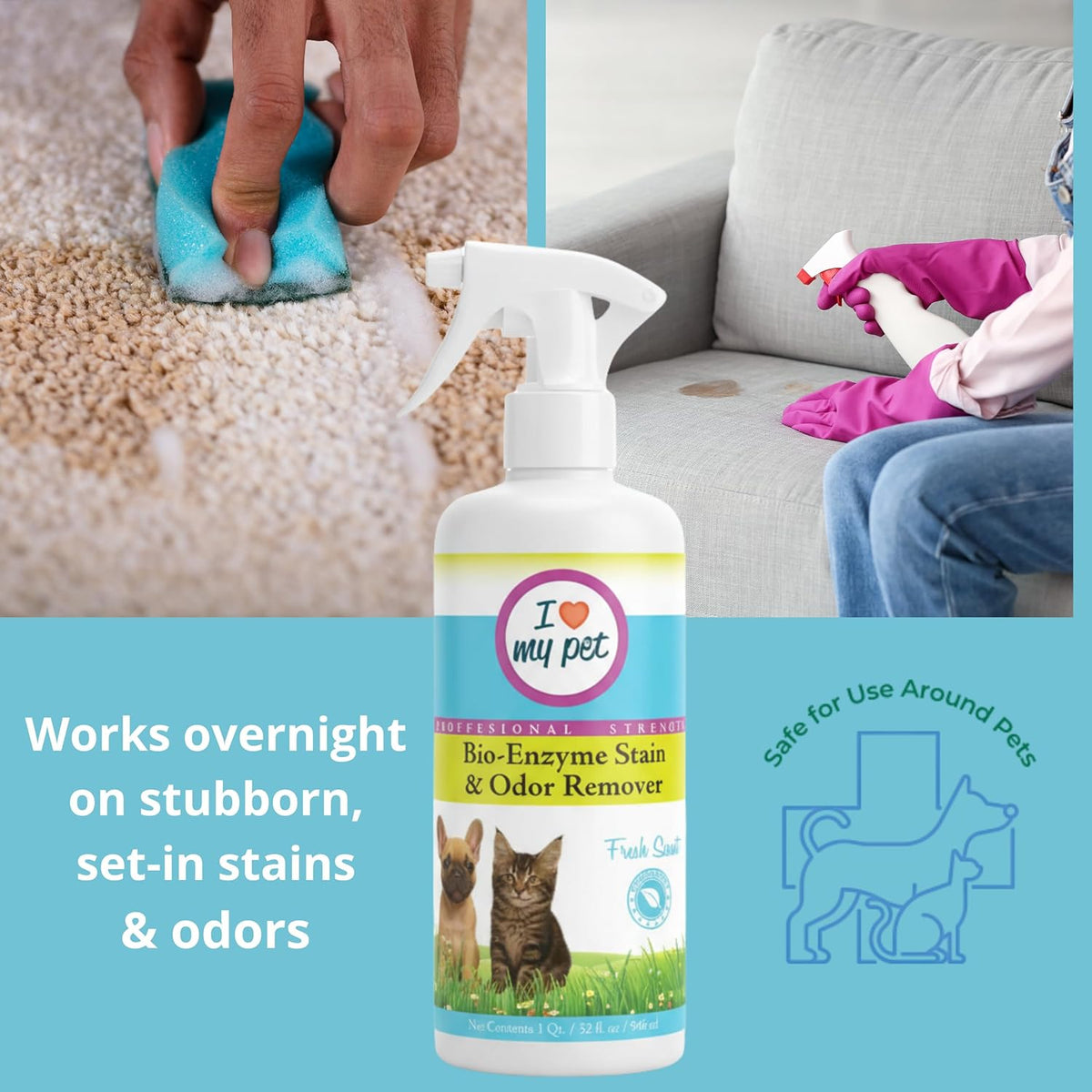 I Love My Pet Bio-Enzyme Stain and Odor Eliminator for Home, Enzyme Cleaner, Pet Carpet Cleaner