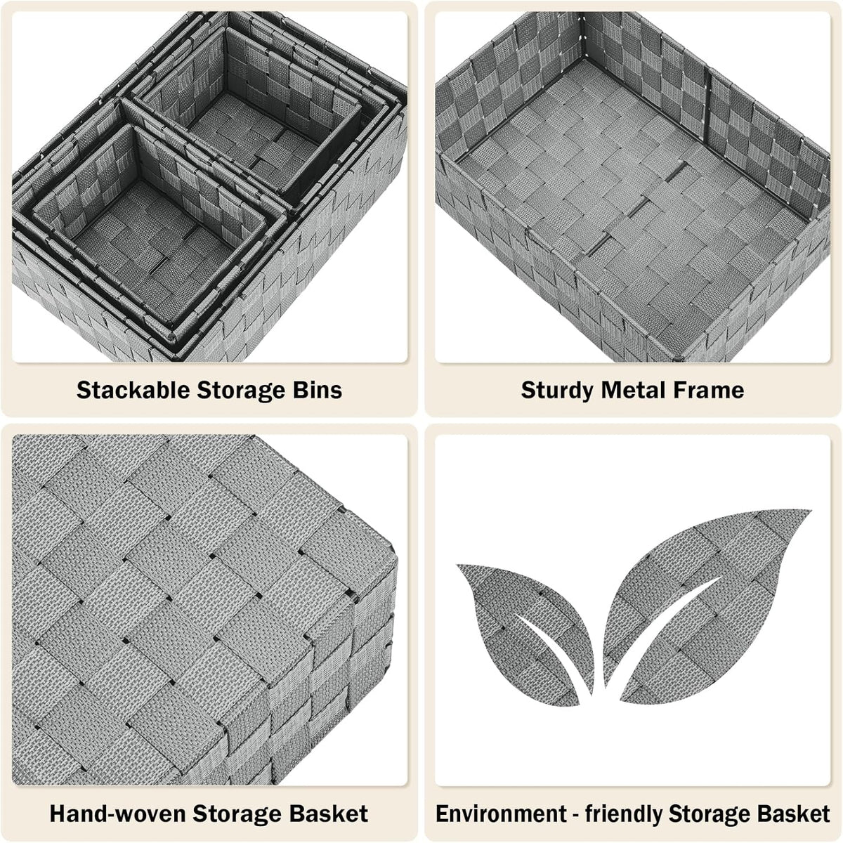 Woven Storage Baskets, Storage Bins, Cube Basket Container Baskets Storage Boxes Organizers for