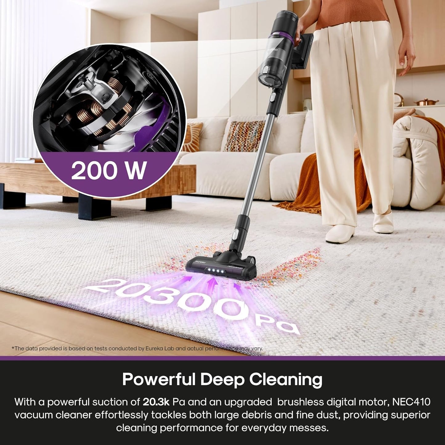 Eureka Cordless Vacuum Cleaner Lightweight, Stick Vacuum Rechargeable for Hardwood, Pet Hair