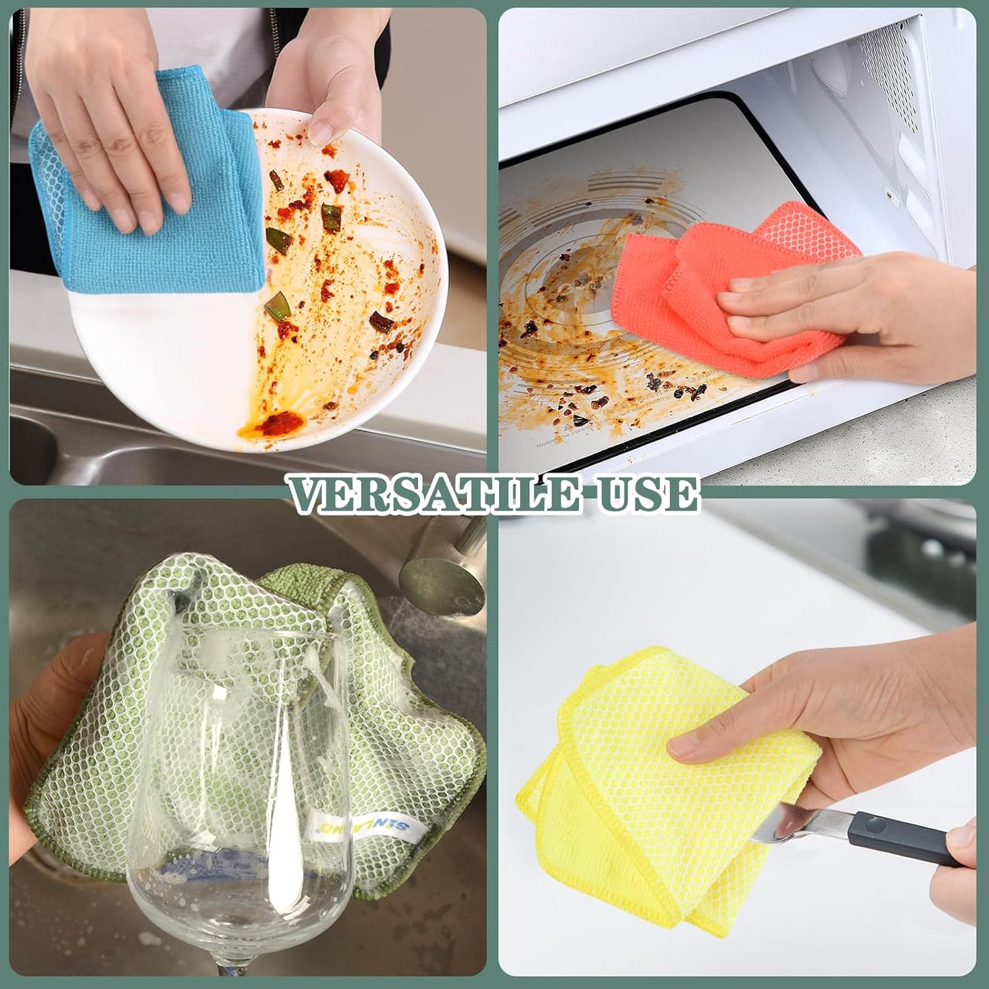 SINLAND Microfiber Dish Cloth for Washing Dishes Dish Rags Best Kitchen Washcloth Cleaning Cloths