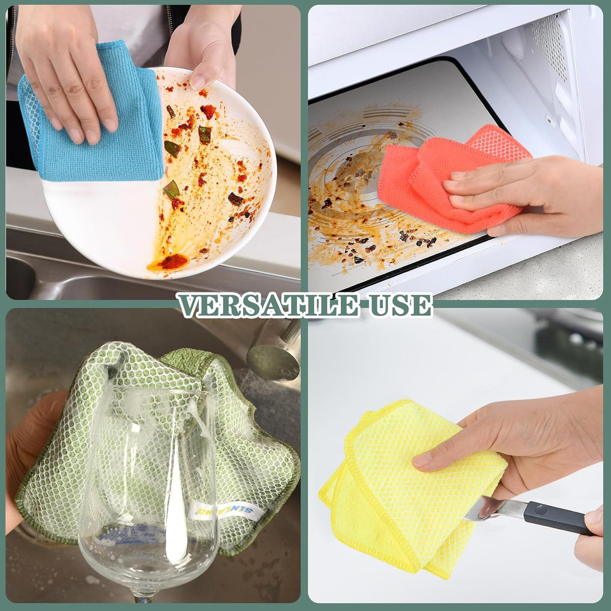 SINLAND Microfiber Dish Cloth for Washing Dishes Dish Rags Best Kitchen Washcloth Cleaning Cloths