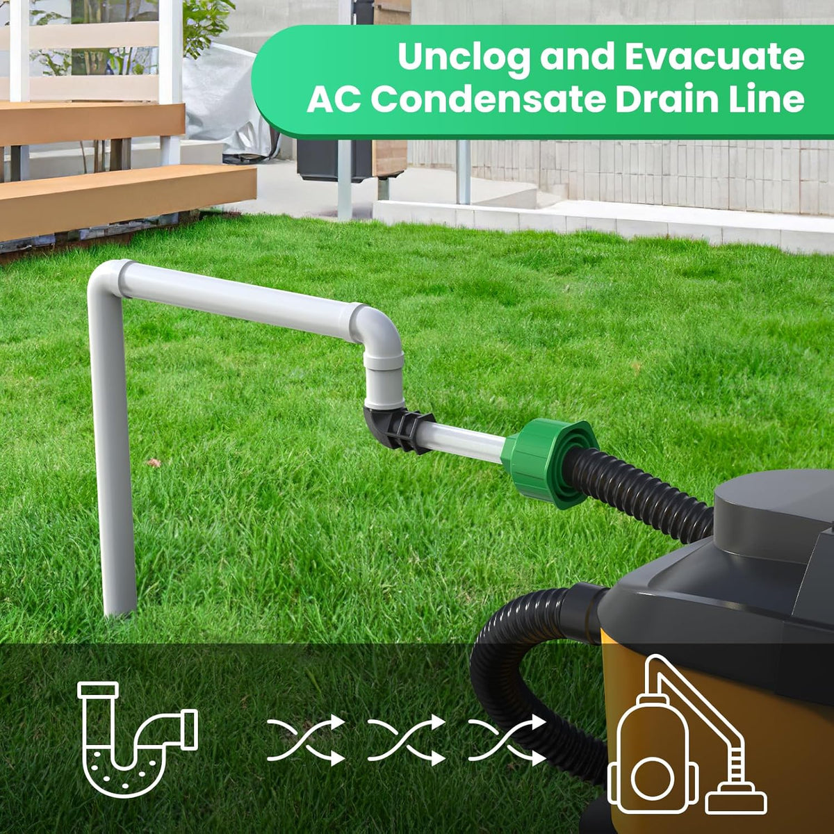AC Drain Line Unclogger, HVAC to PVC Pipe AC Drain Line Cleaner Tool, A/C Condensate Drain Line