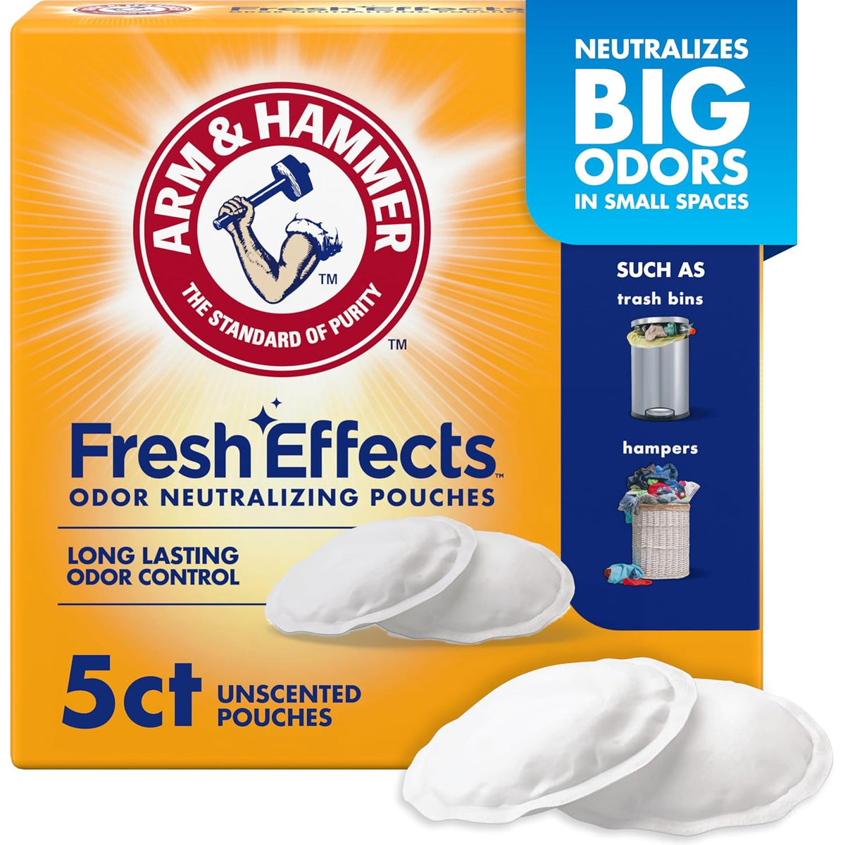 Arm & Hammer Fresh Effects Odor Neutralizing Baking Soda Pouches, Unscented Deodorizer for Long