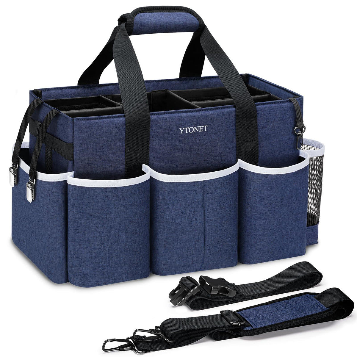 Ytonet Wearable Cleaning Caddy Bag, Large Cleaning Supplies Organizer, Blue