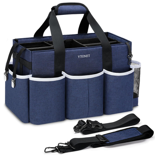 Ytonet Wearable Cleaning Caddy Bag, Large Cleaning Supplies Organizer, Blue