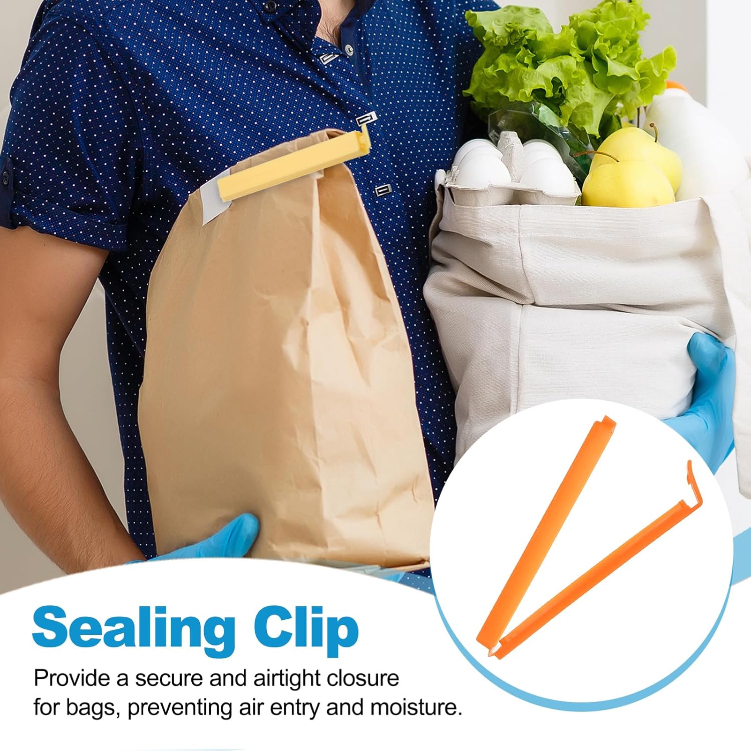 PATIKIL Sealing Clips 4.3 Inch, 10 Pack Reusable Plastic Bag Clip Clamp Sealer for Food Storage