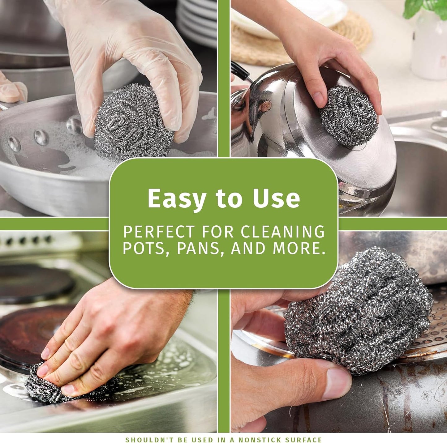 Brheez Stainless Steel Cleaner Scouring Pads [12 Pack] - Industrial & Commercial Strength Large