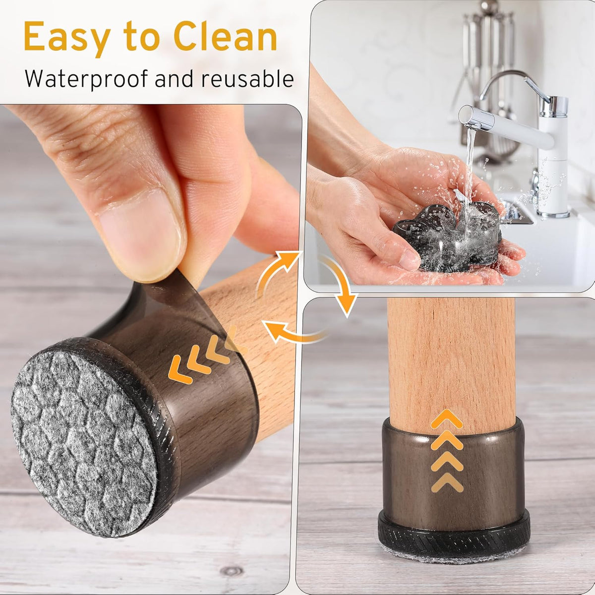 24PCS Round Chair Leg Floor Protectors, Furniture Sliders, Chair Leg Protectors for Hardwood