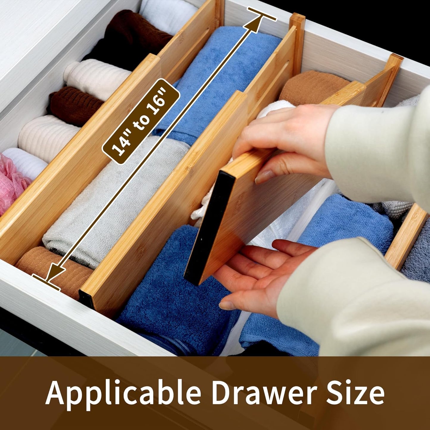 Utoplike Bamboo Dresser Drawer Dividers, 4'' High Adjustable Drawer Organizers for Clothing, Spring